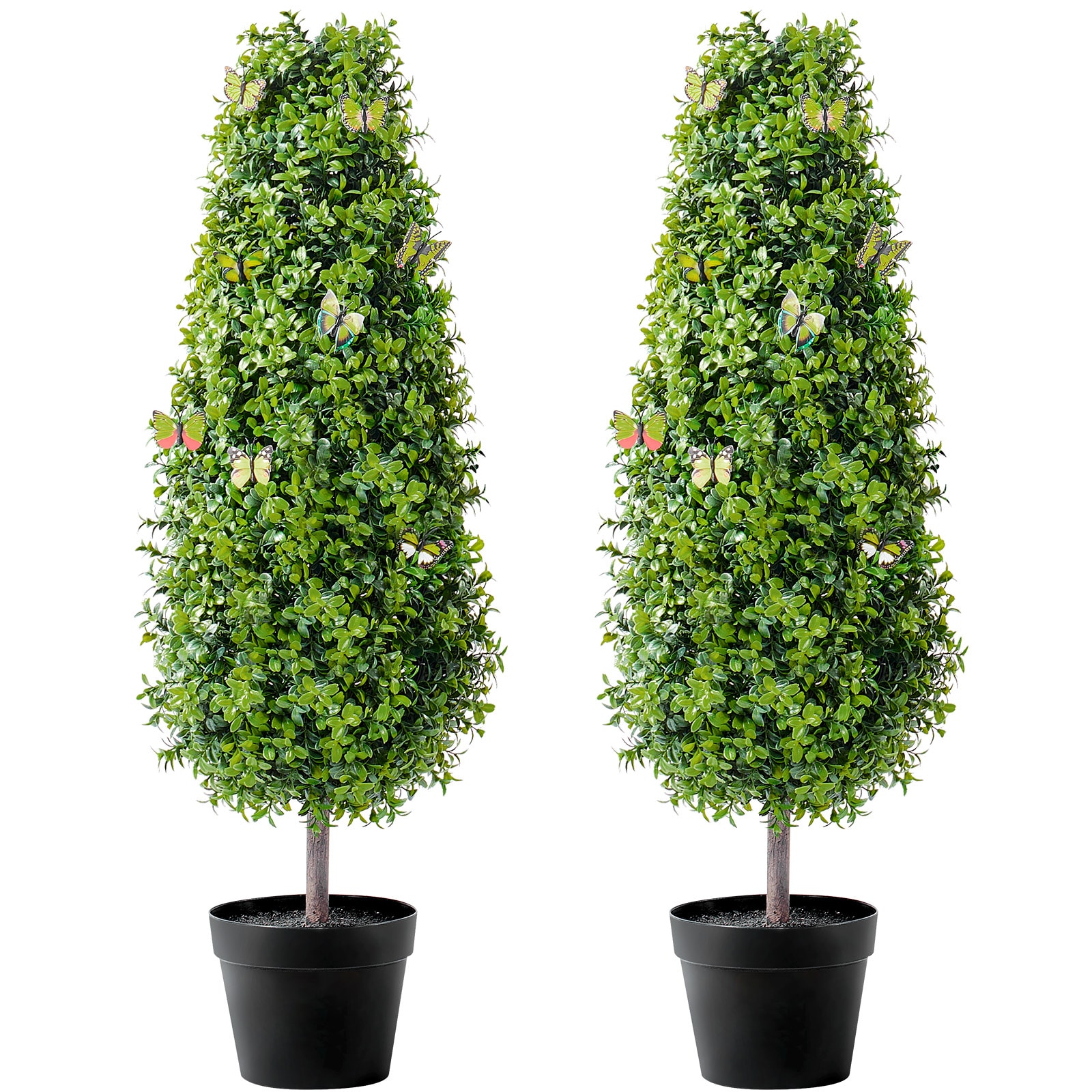 2 Pack 3' Artificial Boxwood Topiary Tree Plant UV Decor In/Outdoor_voghion.com